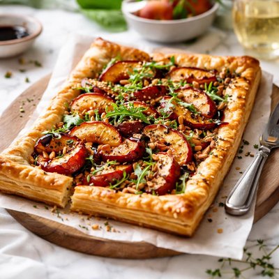 Image of Balsamic Peach and Asiago Tart