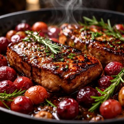 Image of Balsamic Pork Chops and Grapes