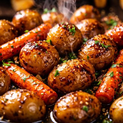 Image of Balsamic Roasted Baby Potatoes Carrots