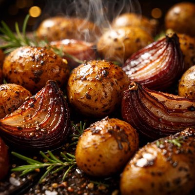 Image of Balsamic Roasted Onions and Potatoes