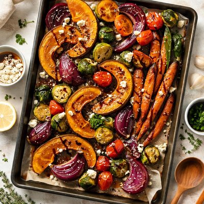 Image of Balsamic Roasted Squash and Vegetables