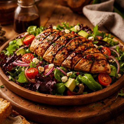 Image of Balsamic Vinaigrette Chicken Over Gourmet Greens