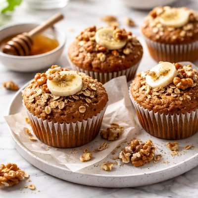 Image of Banana and Walnut Muffins Very Healthy