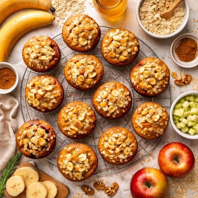Image of Banana Apple Oatmeal Muffins