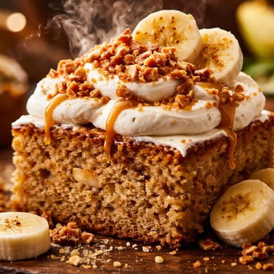 Image of Banana Cake with Crunchy N Dizi and Banana Whipped Cream