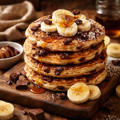 Image of Banana Chocolate Chunk Pancakes