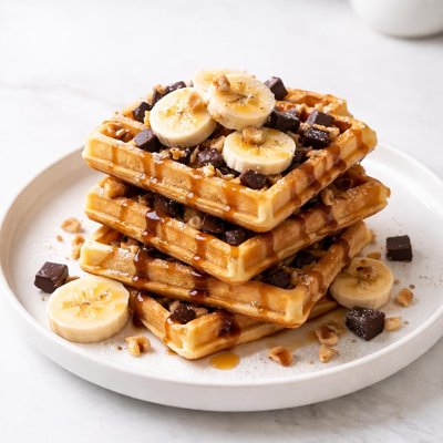 Image of Banana Chocolate Chunk Pancakes Waffles