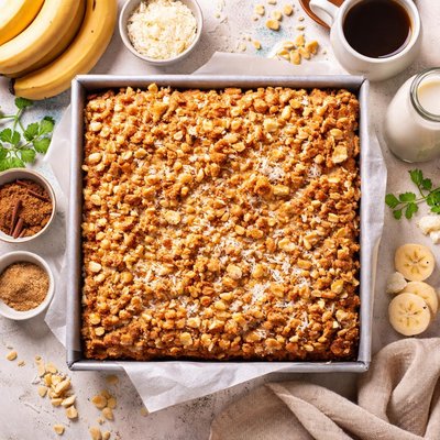 Image of Banana Coffee Cake W Macadamia Coconut Streusel