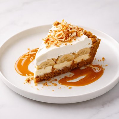 Image of Banana Cream Pie with Coconut Caramel Sauce