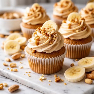 Image of Banana Cupcakes W Peanut Butter Frosting