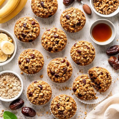 Image of Banana Date Walnut Muffins Low Fat Vegan