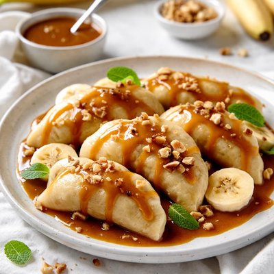 Image of Banana Dumplings with Toffee Sauce