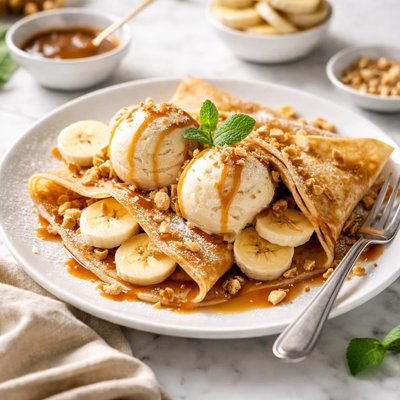 Image of Banana Ice Cream Crepes