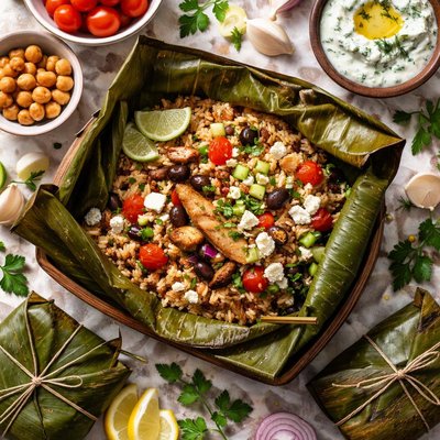 Image of Vegetarian Banana Leaf Wrapped Rice