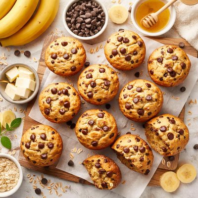 Image of Banana Muffins with Chocolate Chips