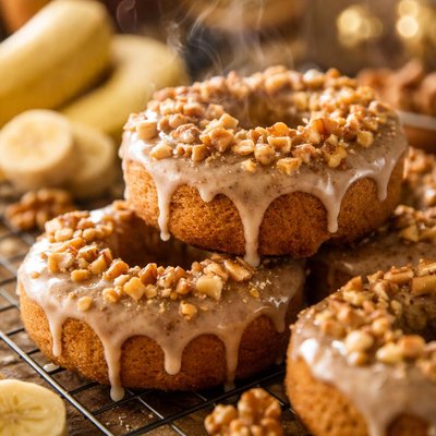 Image of Banana Nut Doughnuts Baked