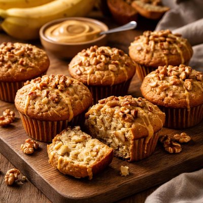 Image of Banana Nut Peanut Butter Muffins