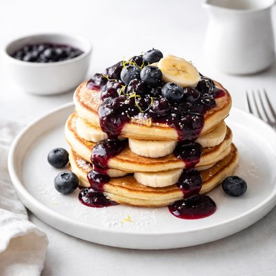 Image of Banana Pancakes with Blueberry Sauce