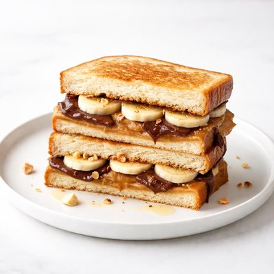 Image of Banana Peanut Butter and Nutella Sandwich