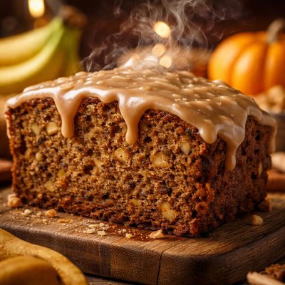 Image of Banana Pumpkin Bread with Brown Sugar Icing
