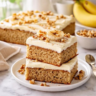 Image of Banana Snack Cake with Delicious Cream Cheese Frosting
