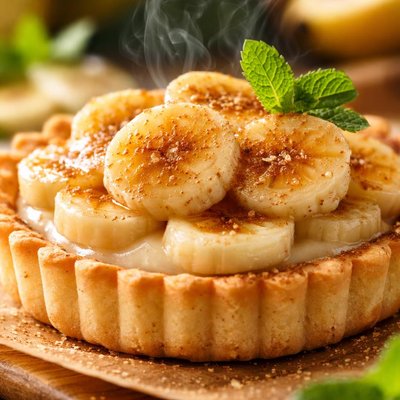 Image of Tarta de plátano sin lácteos.