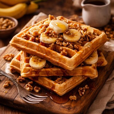 Image of Banana Walnut Buttermilk Waffles