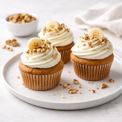Image of Banana Walnut Cupcakes with Cream Cheese Frosting
