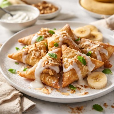 Image of Banana Wontons with Coconut Cream Sauce