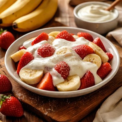 Image of Bananas and Strawberries with Sour Cream