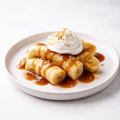 Image of Bananas with Caramel Sauce and Whipped Cream