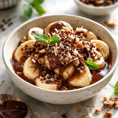 Image of Bananas with Carob Sauce Raw Vegan