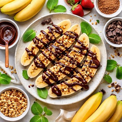 Image of Bananas with Chocolate Sauce