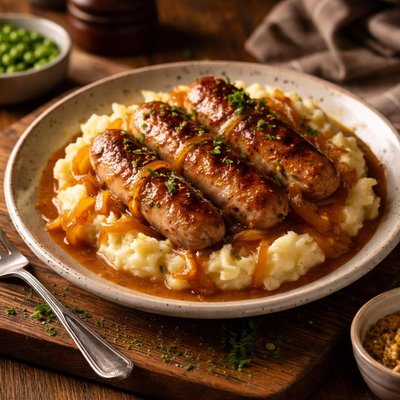 Image of Vegetarian Bangers and Mash