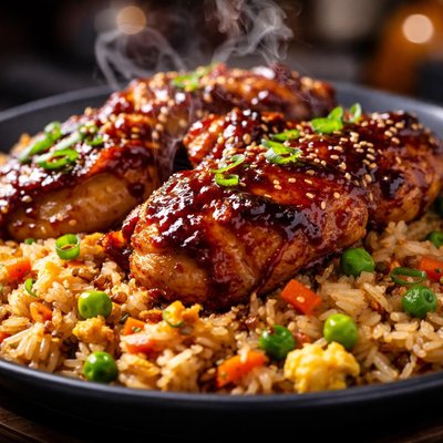 Image of Barbecue Chicken with Fried Rice
