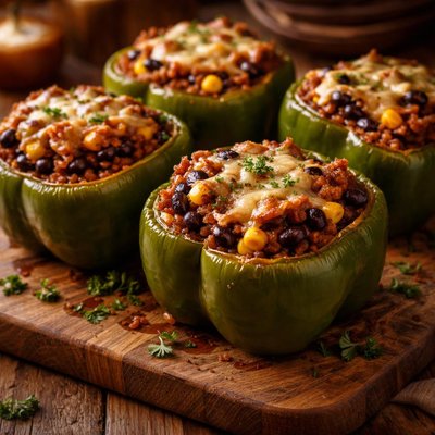 Image of Barbecue Style Stuffed Green Peppers