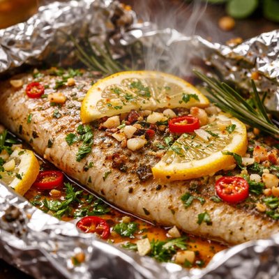 Image of Barbecued Fish in Foil