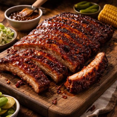 Image of Costillas de cerdo estilo BBQ con bajo contenido de sodio