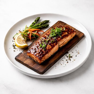 Image of Bbq Salmon on Wet Plank Old Native Indian Recipe
