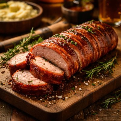 Image of Bbqd Bacon Wrapped Pork Fillet