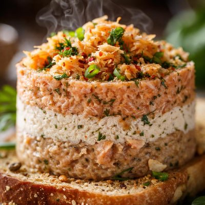 Image of Beautiful Layered Smoked Salmon Mackerel Pate