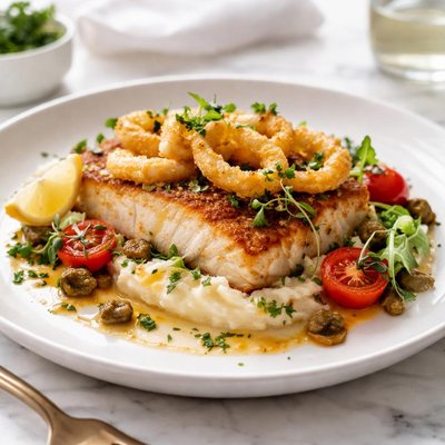 Image of Bedded Smoked Cod and Calamari