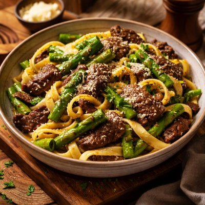 Image of Beef and Asparagus Pasta