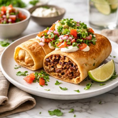 Image of Chimichanga vegana de carne y frijoles