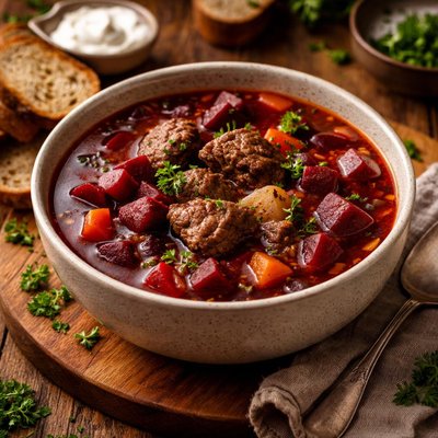 Image of Whole30 Beef and Beetroot Soup