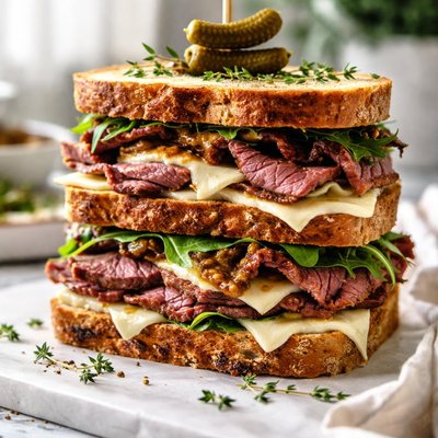 Image of Beef and Brie Triple Layer Sandwich
