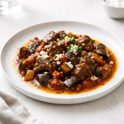 Image of Beef and Eggplant Stew Greek Crock Pot Version