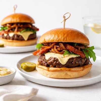 Image of Beef Andouille Burgers with Asiago Cheese