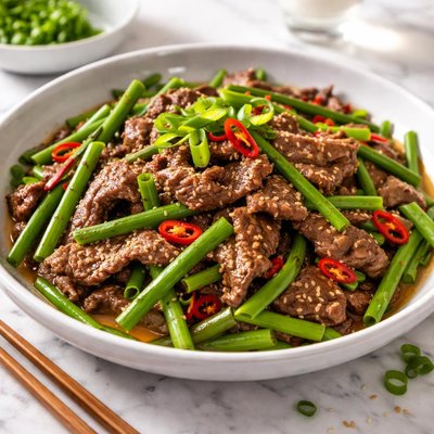 Image of Beef Garlic Scapes Stir Fry
