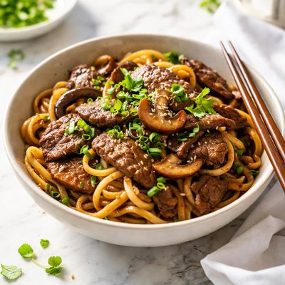 Image of Beef Mushrooms with Noodles